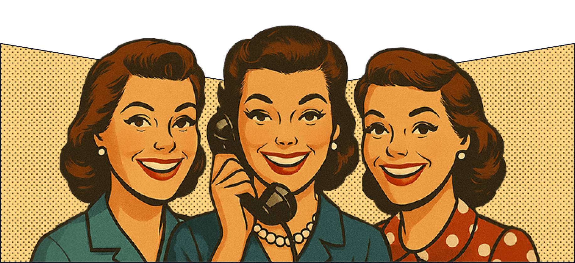 Three retro women illustrations